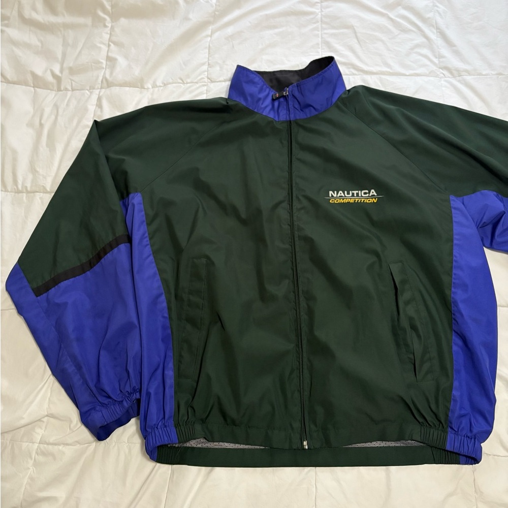 Nautica Men's Windbreaker in Forest Green and Purple